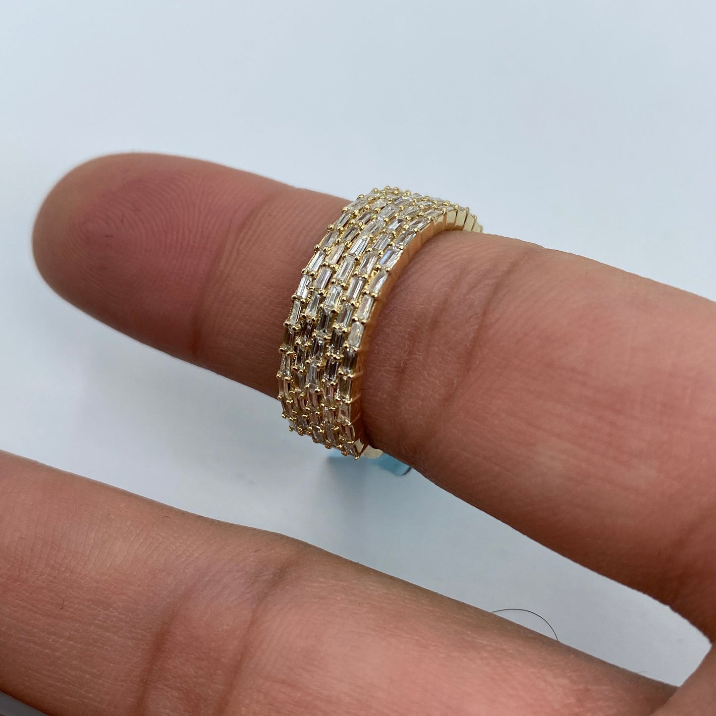 14K Five Stripe Diamond Baguette Ring