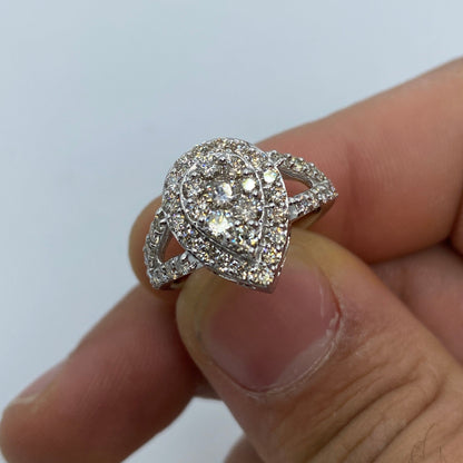 14K Large Pear Shape Diamond Engagement Ring