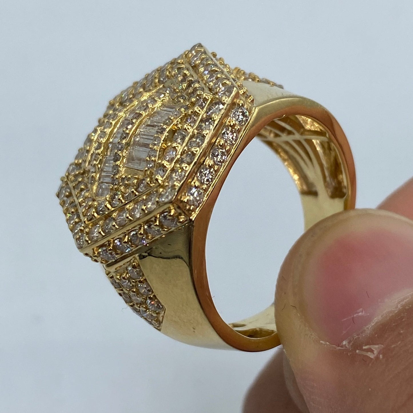 14K Hexagon Diamond Baguette Ring
