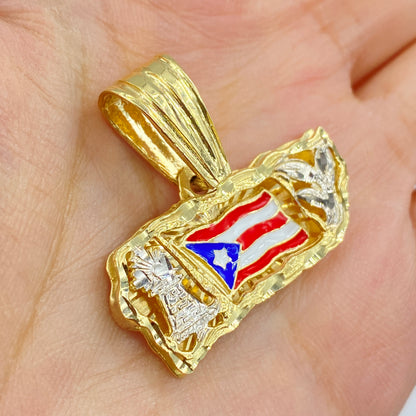 10K Puerto Rico Flag Emblem Pendant