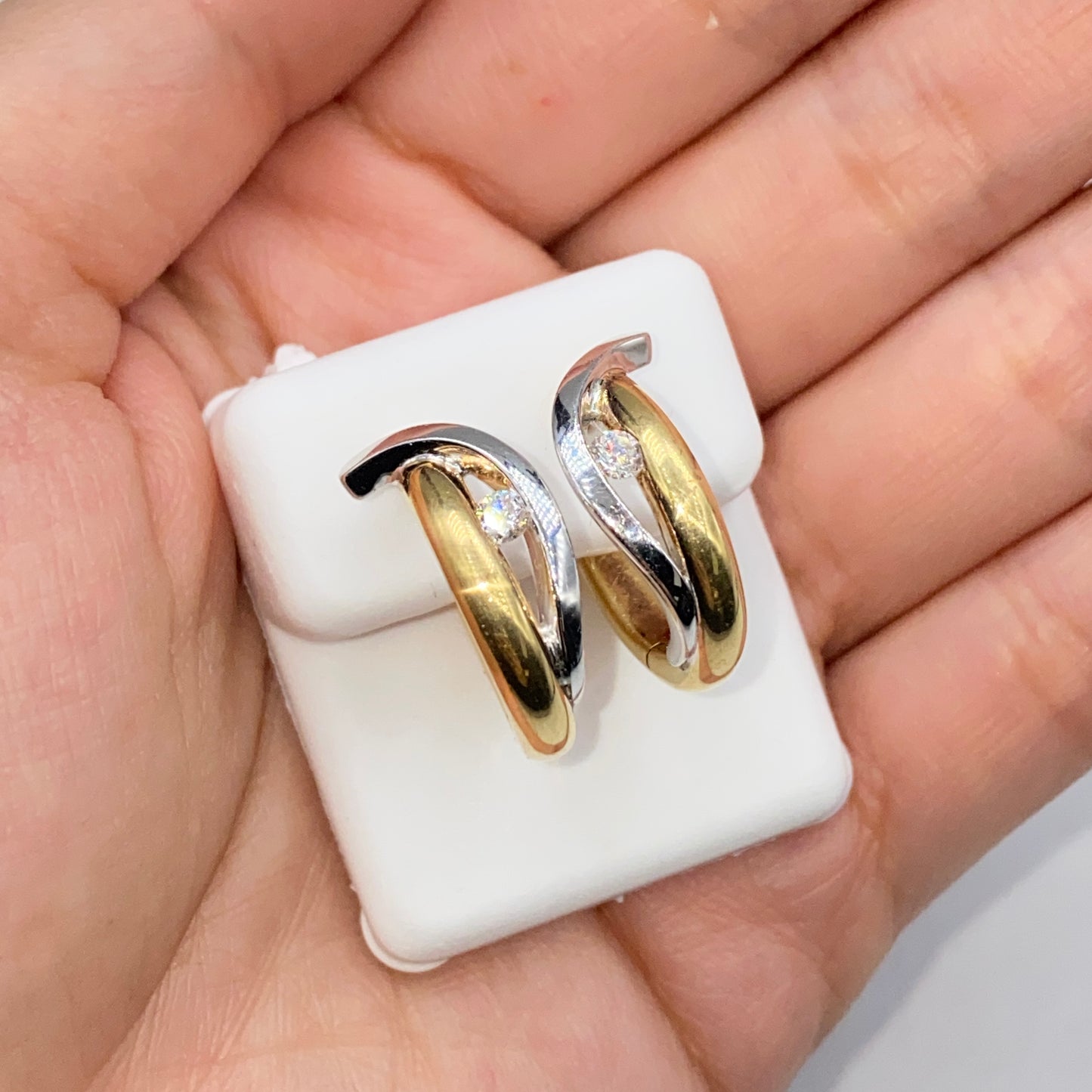18K Divine Two-Tone Diamond Earrings