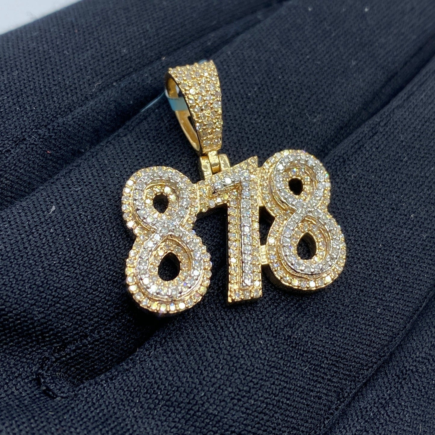 14K 818 Area Code Diamond Pendant