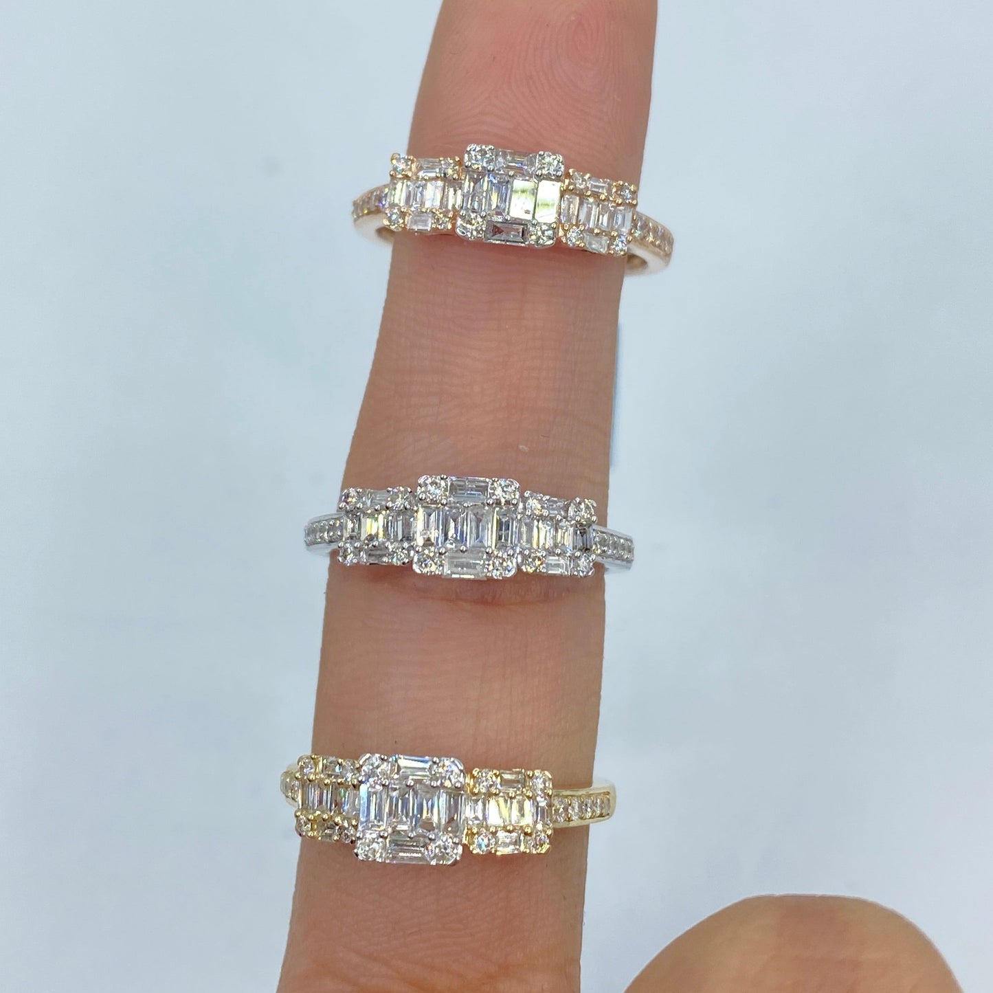 14K Three Baguette Diamond Ring