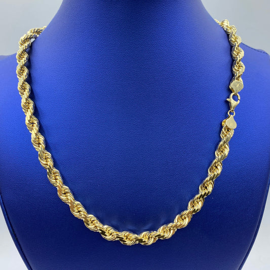 Rope Chain Necklace Real Solid 14K Yellow Gold 20"-24"