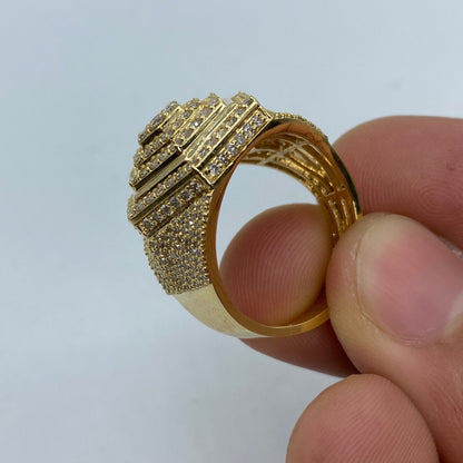 10K 3D Hexagon Diamond Ring