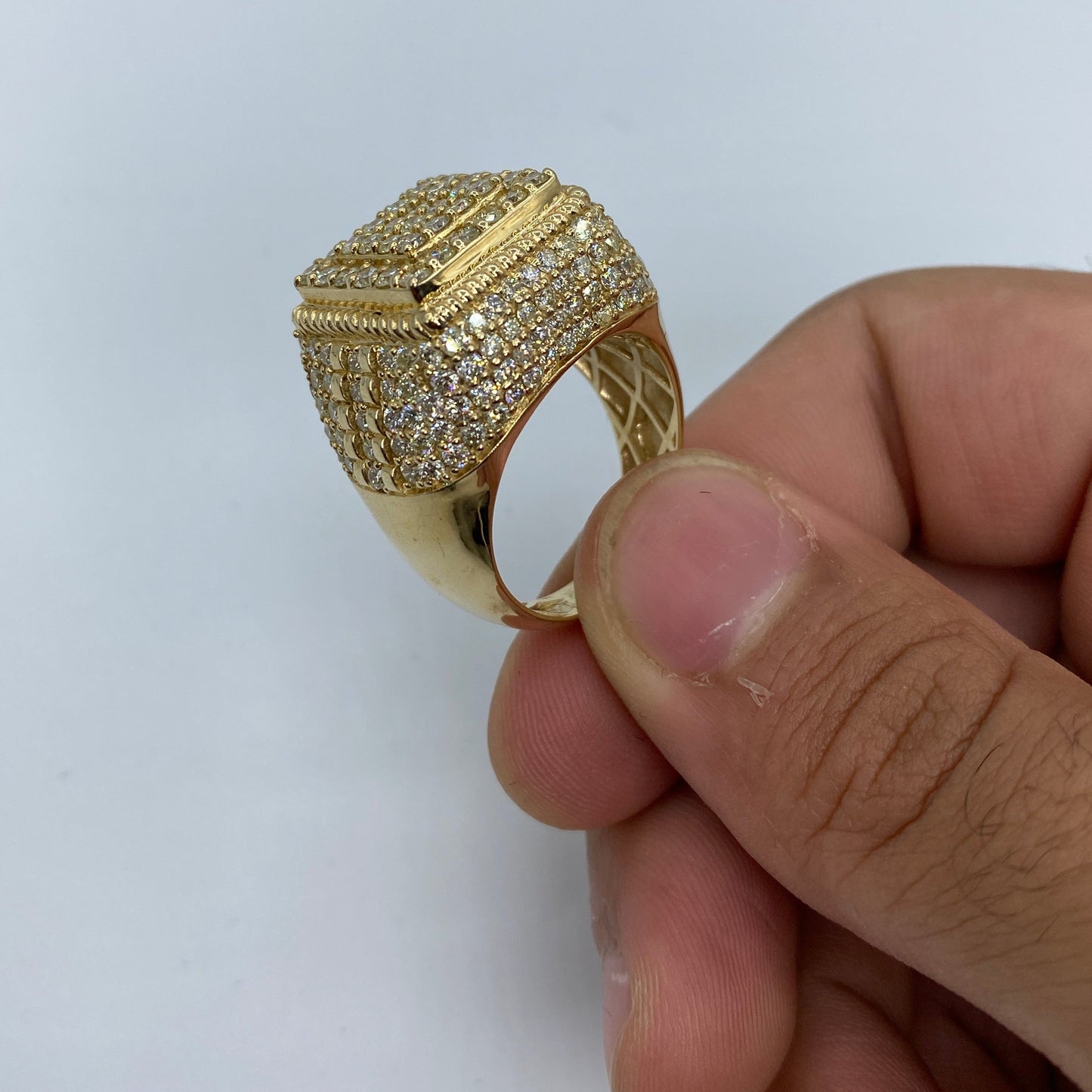 14K Square Jumbo Diamond Ring