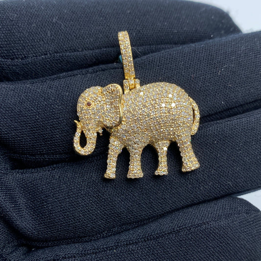 14K Elephant Diamond  Pendant