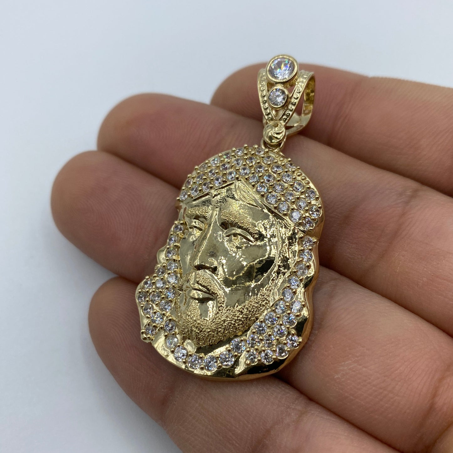 14K Jesus Head Pendant 1.9"