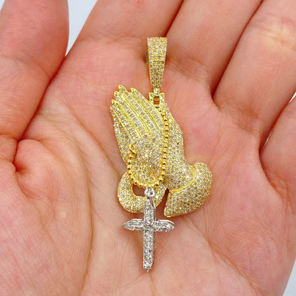 10K Rosary Prayer Diamond Pendant