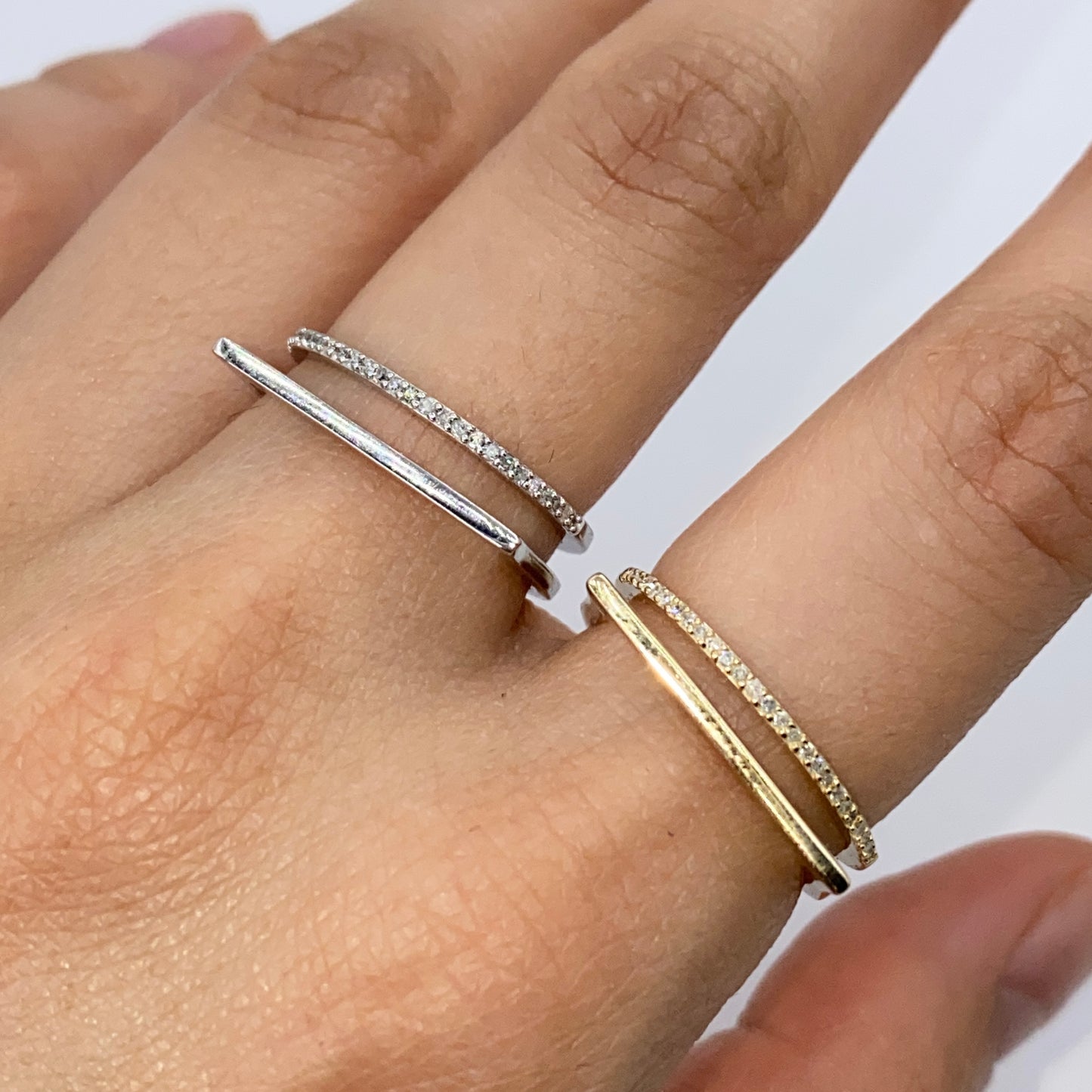 14K Stack Diamond Ring Adjustable