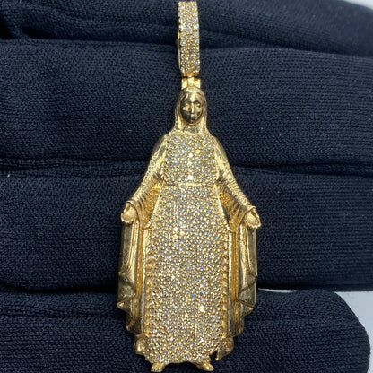 10K Virgin Mary Diamond Pendant