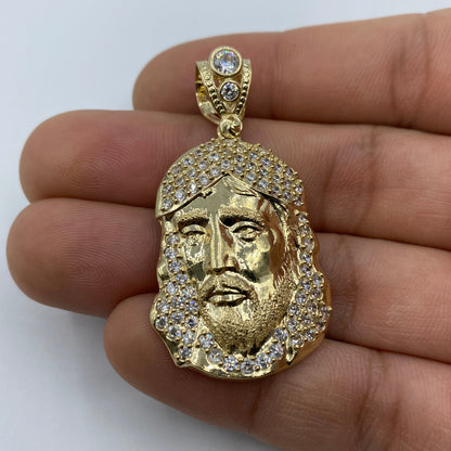 14K Jesus Head Pendant 1.9"