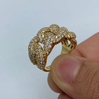 14K Iced-Out Cuban Link Ring