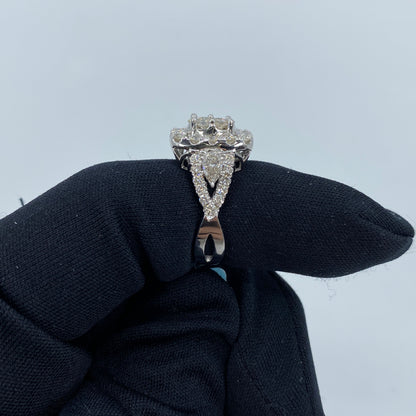14K Jumbo Rectangle Halo Diamond Engagement Ring