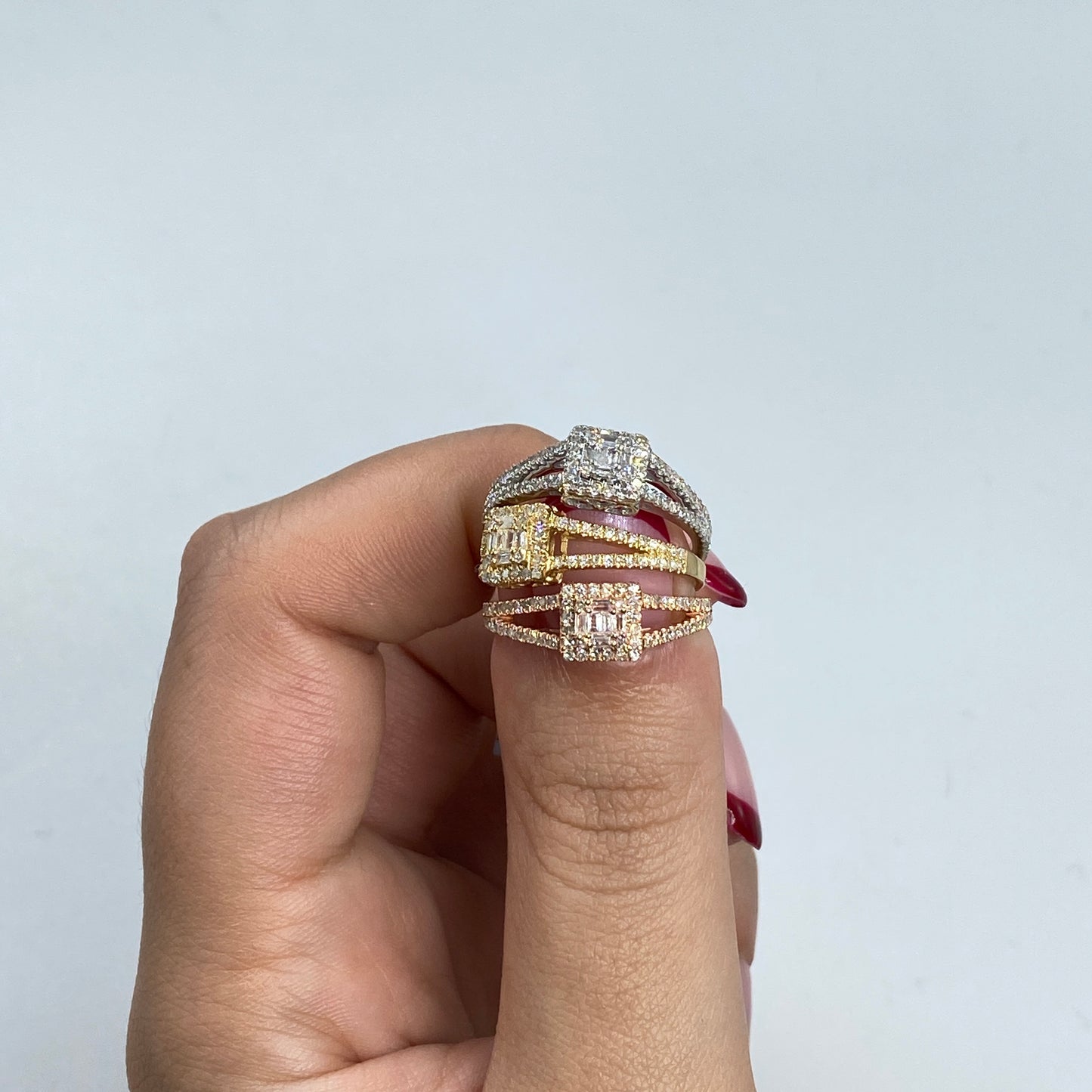 14K Baguette Diamond Square Engagement Ring