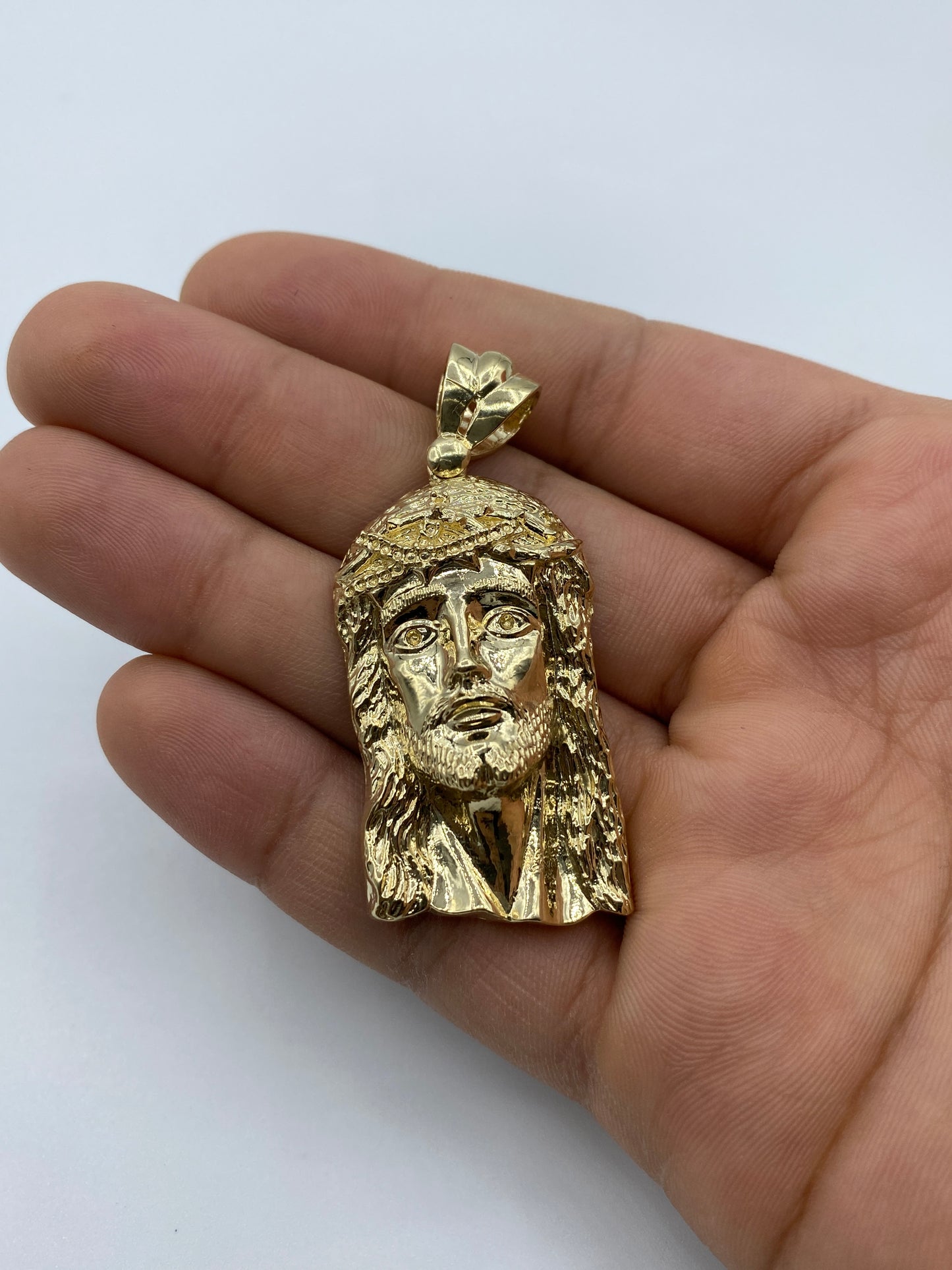 14K Jesus Head Pendant 2.25"