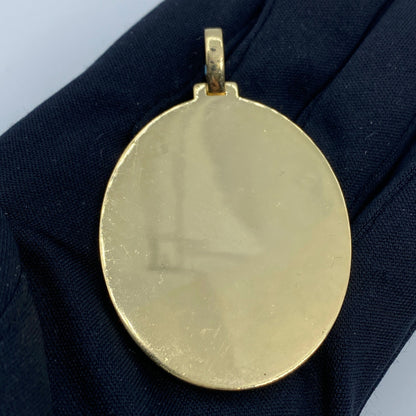 14K Oval Diamond Picture Photo Pendant