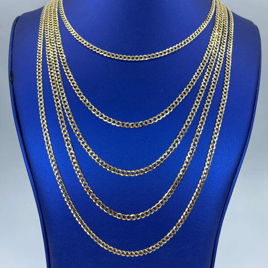 10K 4MM Flat Cuban Link Chain 16-26"