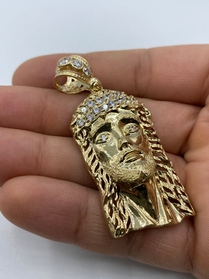 14K Jesus Head Pendant 2.5"