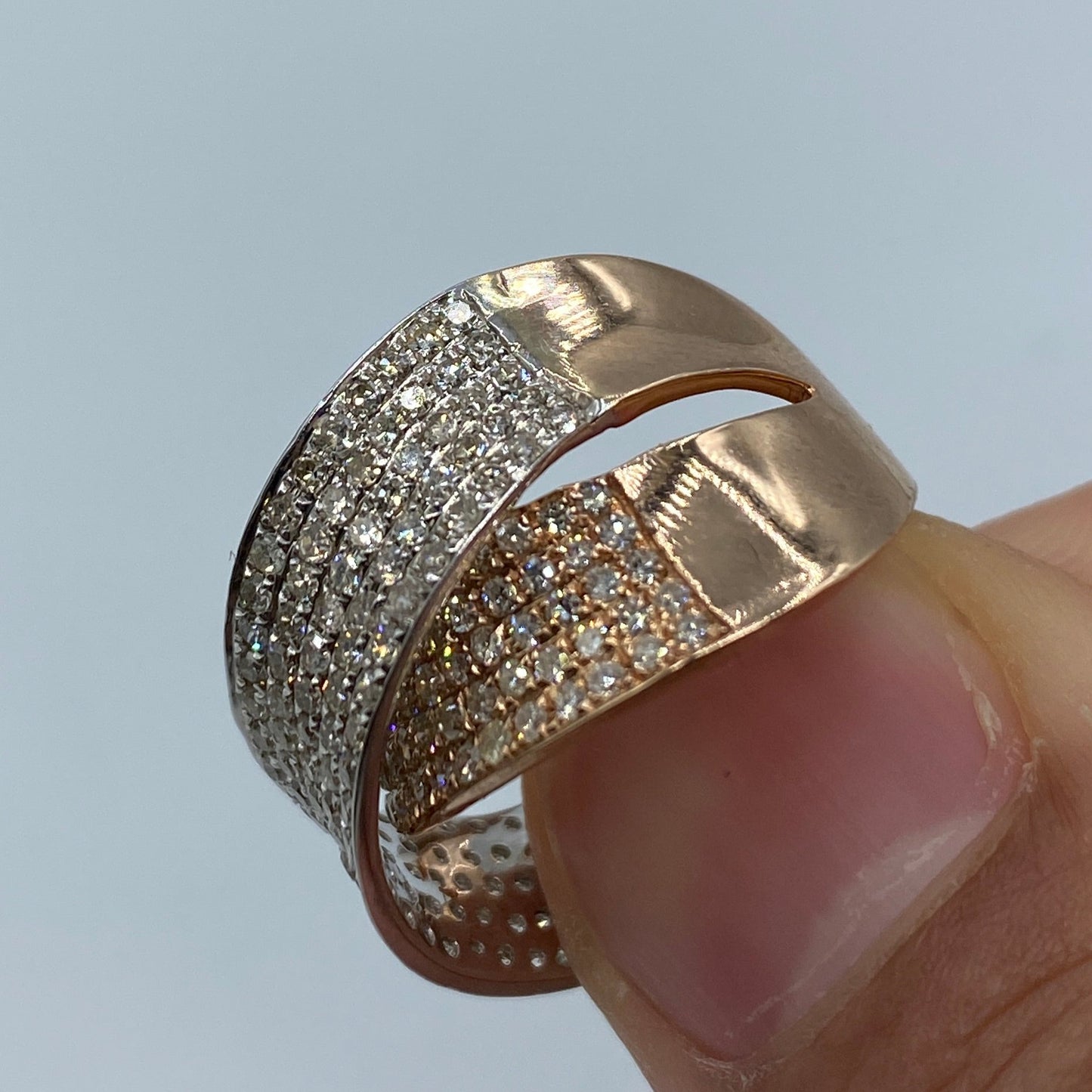 14K Two-Tone Warp Diamond Ring