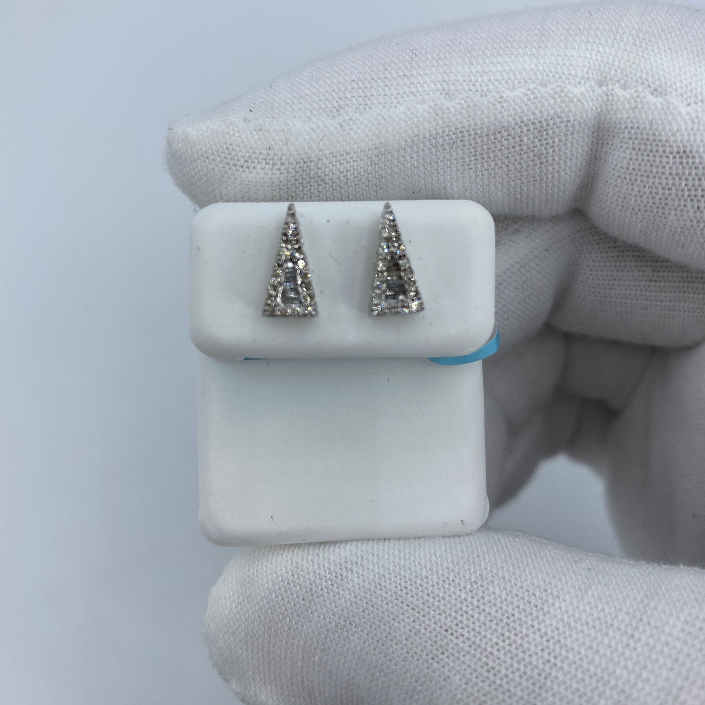 14K Large Isosceles Triangle Diamond Baguette Earrings