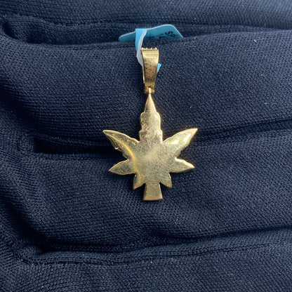 14k Yellow Gold Weed Diamond Pendant