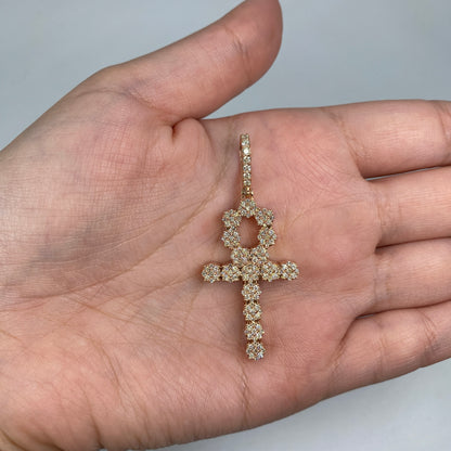 14K Ankh Unkh Cross Diamond Pendant