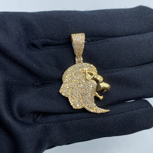 14K Lion Head Diamond Pendant