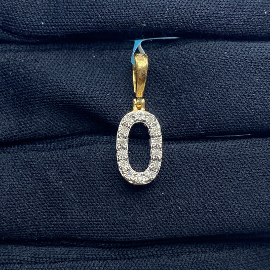 14k Number 0 Diamond Pendant