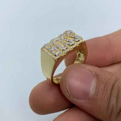 10K Boss Name Plate Diamond Ring