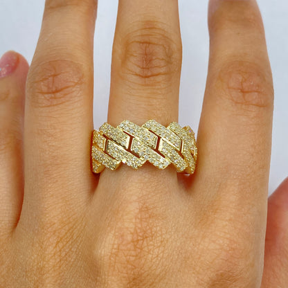 10K Jumbo Monaco Cuban Link Diamond Ring