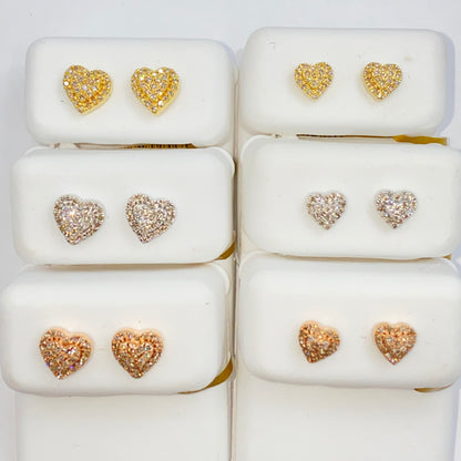 10K Classic Heart Diamond Earrings