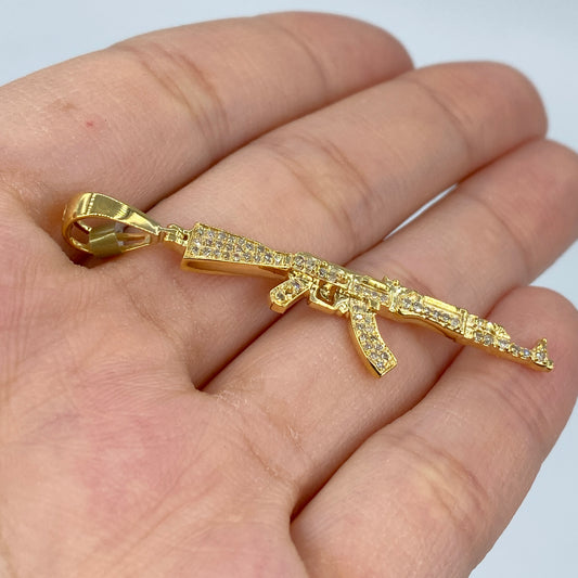 10K AK-47 Gun Diamond Pendant