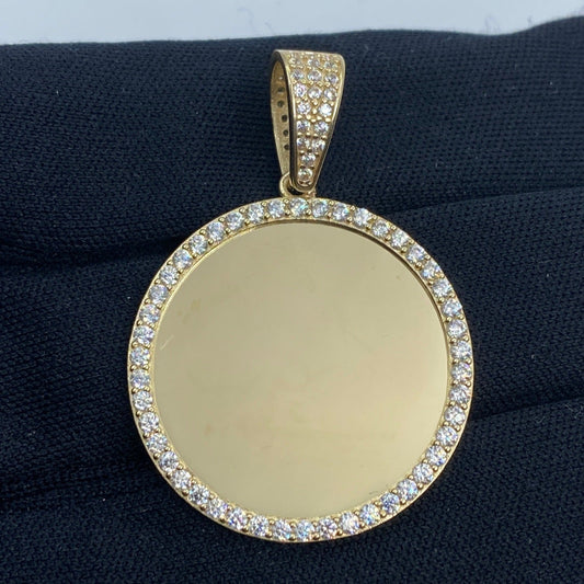 14K Circle Picture Photo Pendant