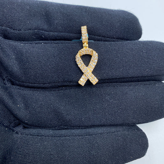 14K Breast Cancer Awareness Ribbon Diamond Pendant