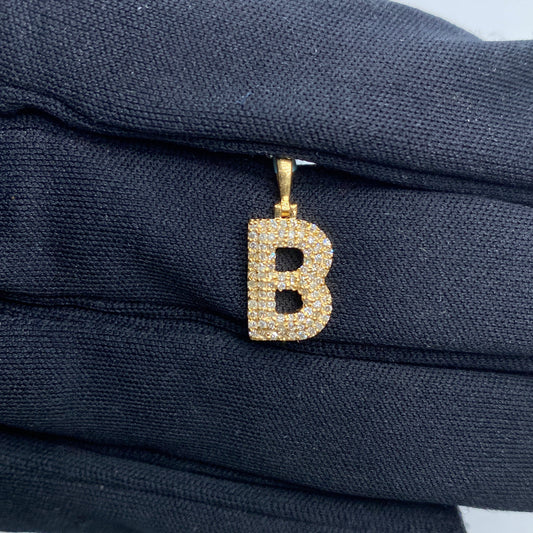 14k Initial B Bubble Pendant