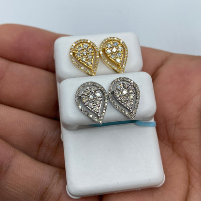 14K Pear Shaped Halo Diamond Earrings