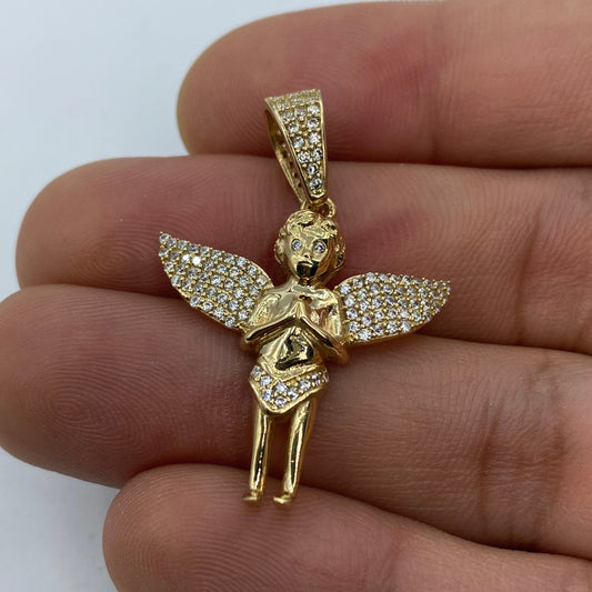 14K Baby Angel Pendant 1.4"