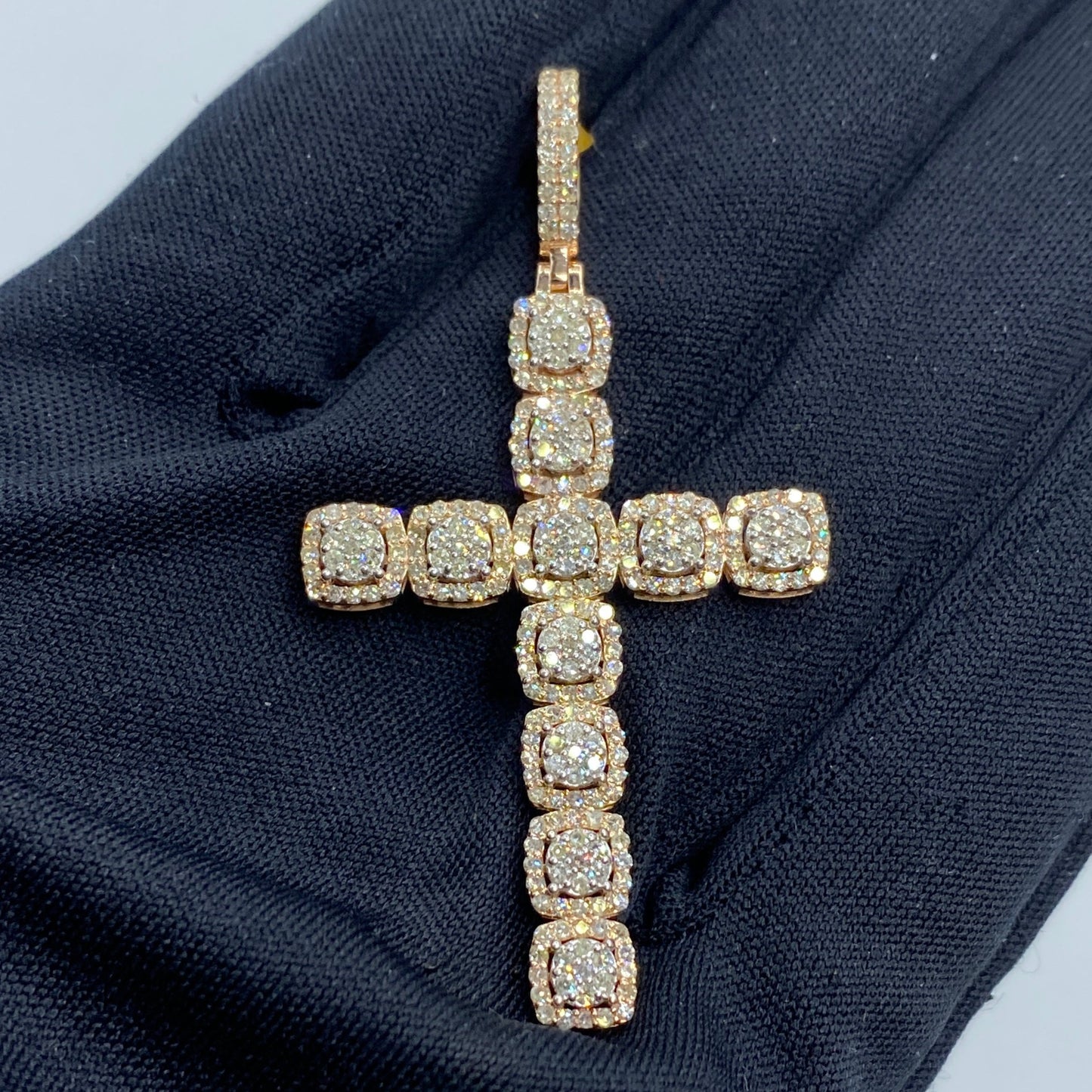 10K Square Cross Diamond Pendant