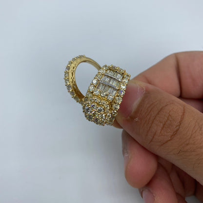 14K Floral Tower Diamond Ring With Matching Band