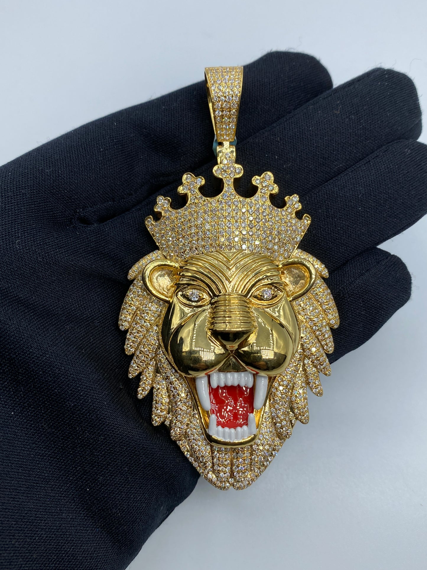14K Jumbo Lion King Diamond Pendant