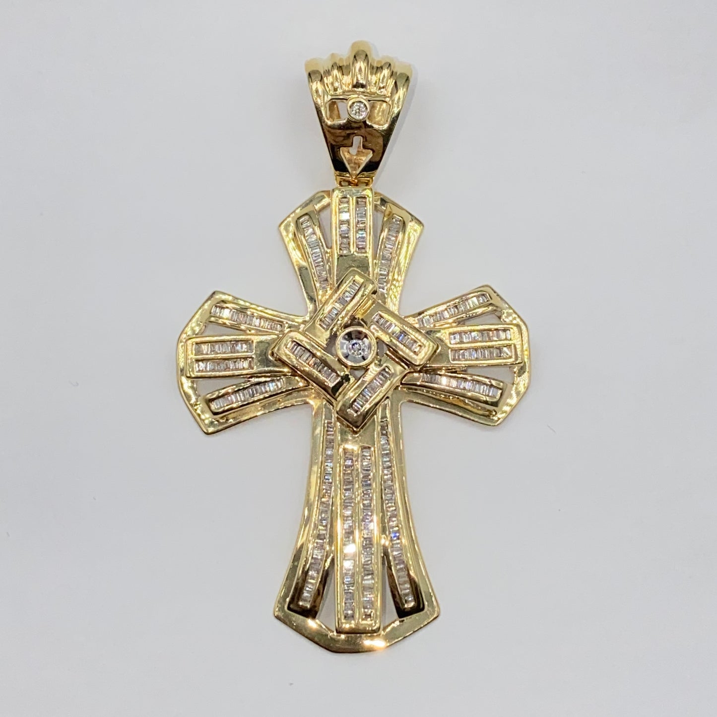 10K Francis Cross Diamond Baguette Pendant