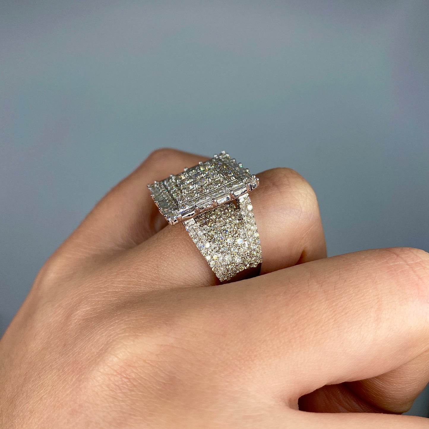 14K Diamond Square Baguette Ring