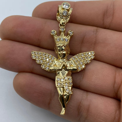 14K Baby Angel With Crown Pendant