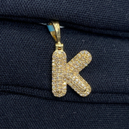 14k Initial K Bubble Pendant