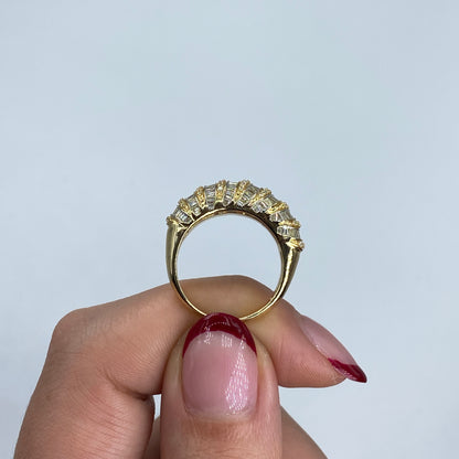 14K Dome Diamond Baguette Ring