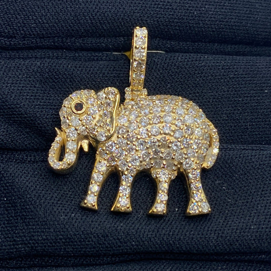 10K Elephant Diamond Pendant 3.1ct