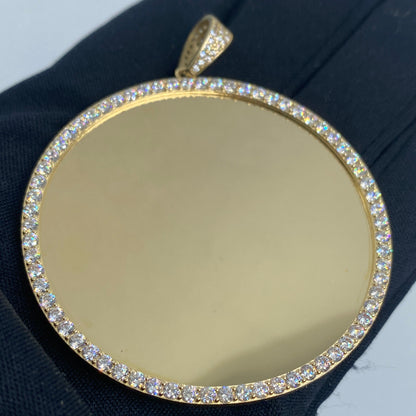 14K Round Picture Photo Pendant