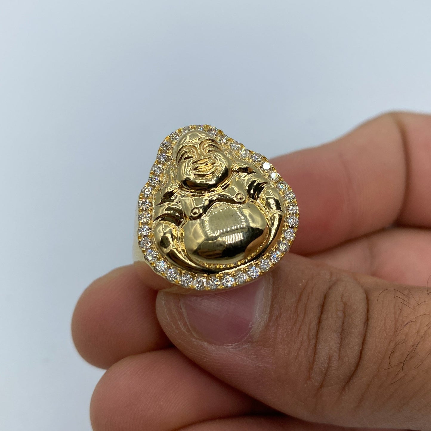 10K Lucky Buddha Diamond Ring