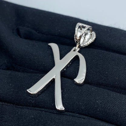 14K Initial X Script Heart Diamond Pendant